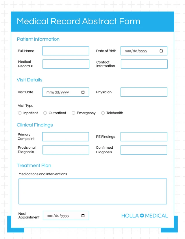 Blue and White Clean Medical Abstract Forms Template