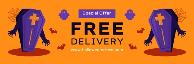 Orange And Purple Modern Illustration Halloween Banner Template