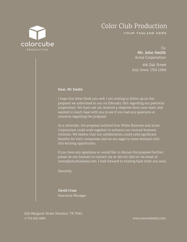 Brown Tan Color Elegant Business Letterhead Template
