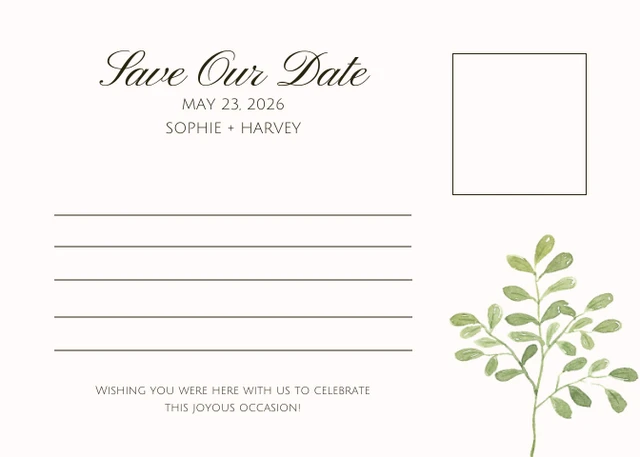 Cream Minimalist Wedding Save The Date Postcards - Page 2