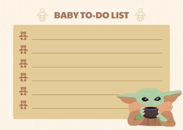 Beige Modern Illustration Baby To-Do List Template