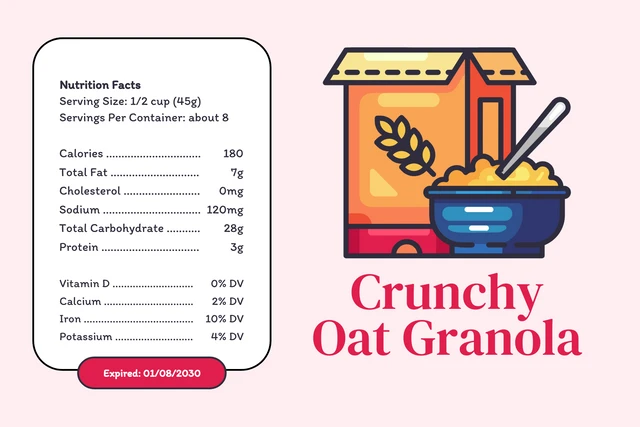 Light Pink Simple Illustration Food Label Template