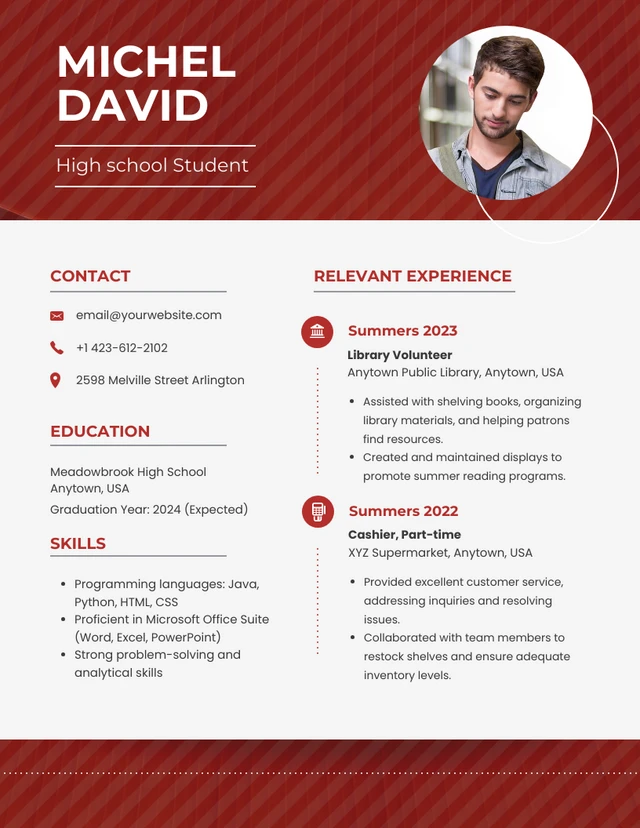 Red High School Resume Template
