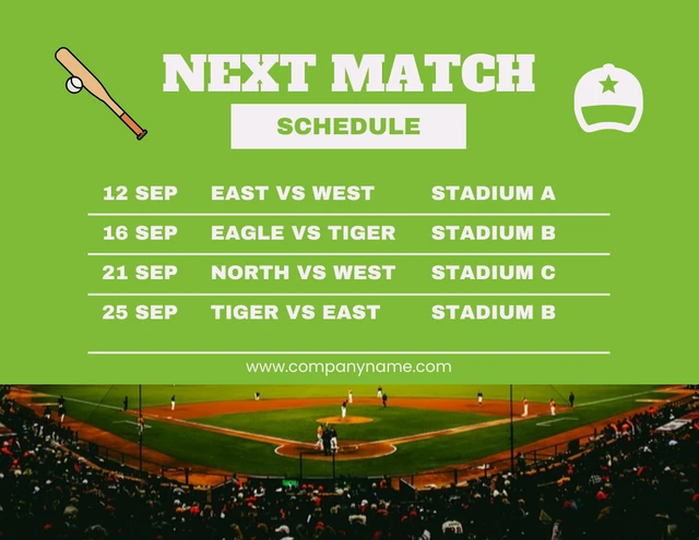 Light Green Modern Next Match Schedule Template