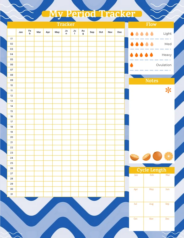 My Period Tracker with Wave Pattern Background  Template