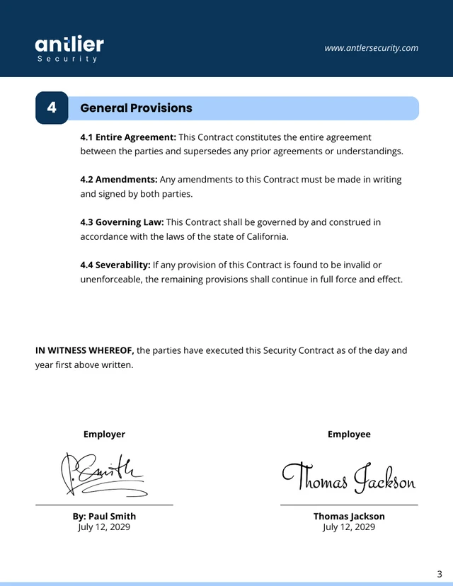 Security Contract Template - Page 3