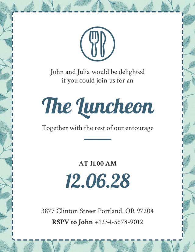 Light Green Modern Pattern Luncheon Invitation Template