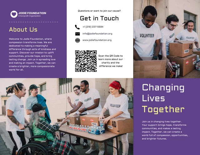 Purple and Yellow Charity Fundraising Tri-fold Brochure - Page 1