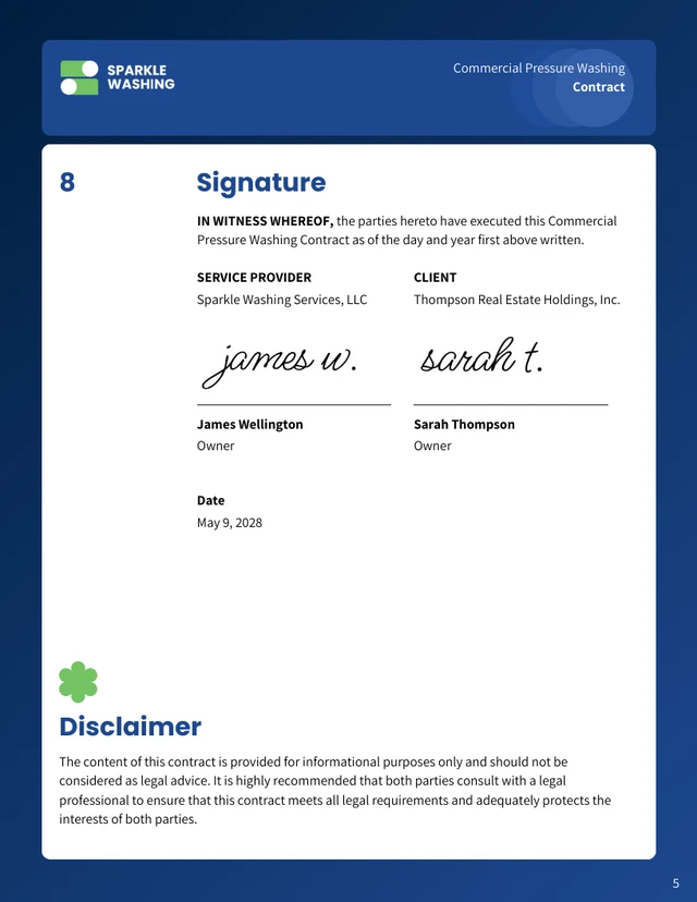 Commercial Pressure Washing Contract Template - Page 5