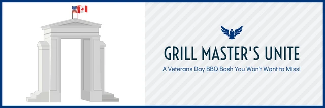 Navy And White Modern Illustration Veteran Day BBQ Bash Banner Template