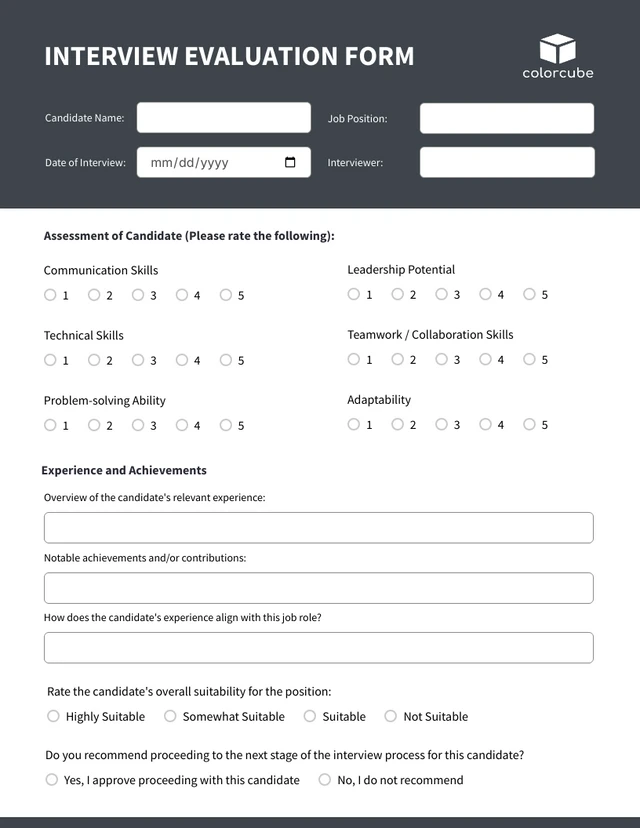 Gray Minimalist Interview Form  Template