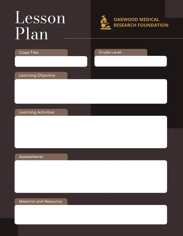 Brown Minimalist Lesson Plan Template