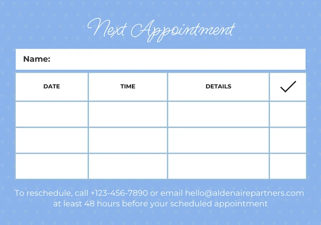 White Modern Aesthetic Appointment Card - Page 2