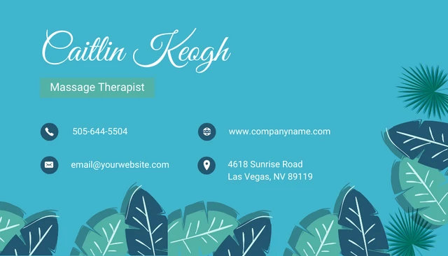 Soft Blue Leaf Business Card - Page 2