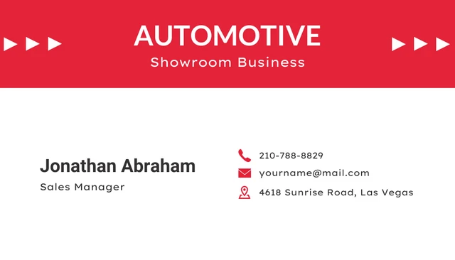 Red White Minimalist Automotive Showroom Business Card - Page 2