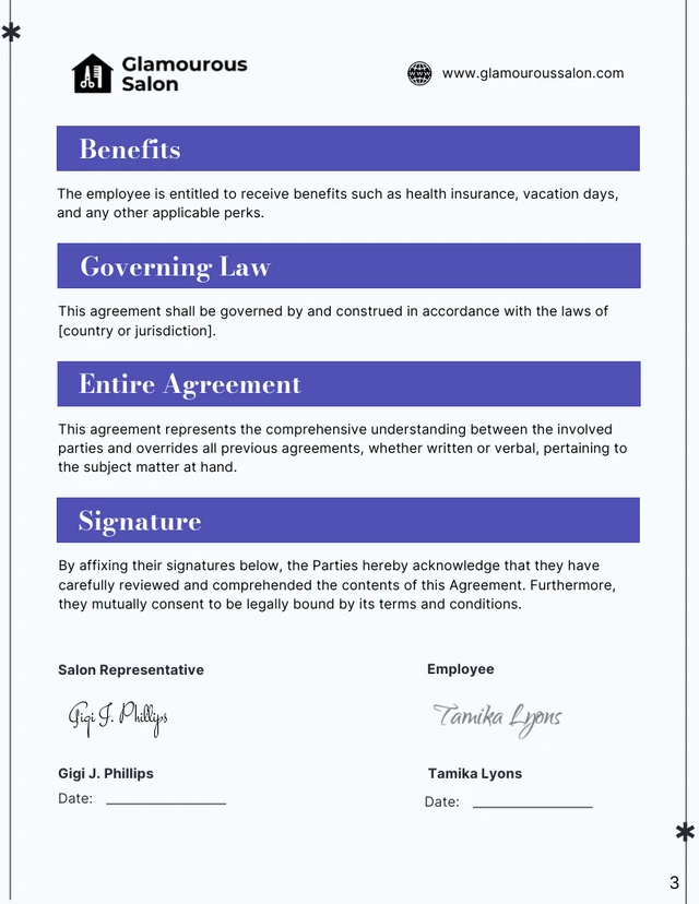 Cook Employment Contract Template - Page 3