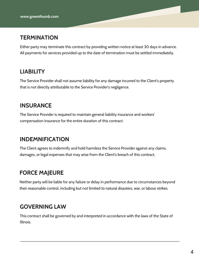 Landscape Maintenance Contract Template - Page 4