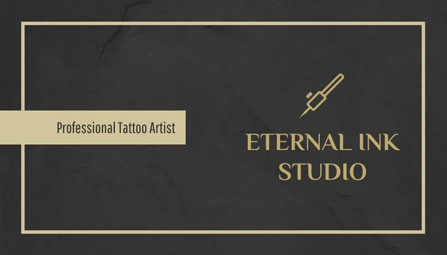 Gold Frame And Strip Minimalist Modern Tattoo Business Card - Page 1