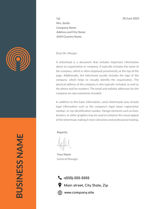 White Simple Formal Business Letterhead Template
