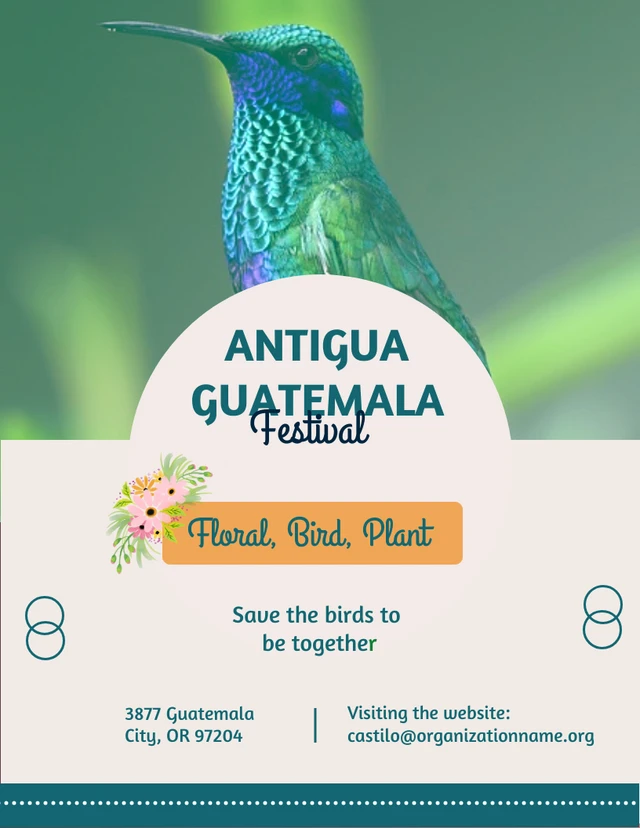 International Guatamela Bird Festival Green Poster Template
