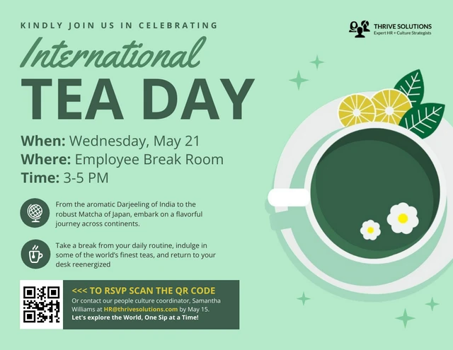 Workplace International Tea Tasting Party Invitation Template