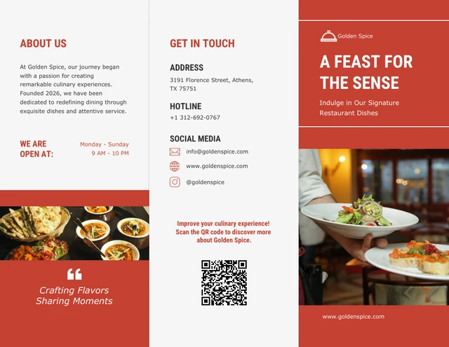 Red And Grey Modern Restaurant Food Brochure - Page 1