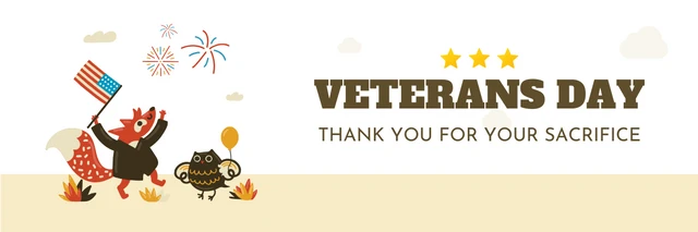 Light Brown Modern Illustration Veteran Day Banner Template