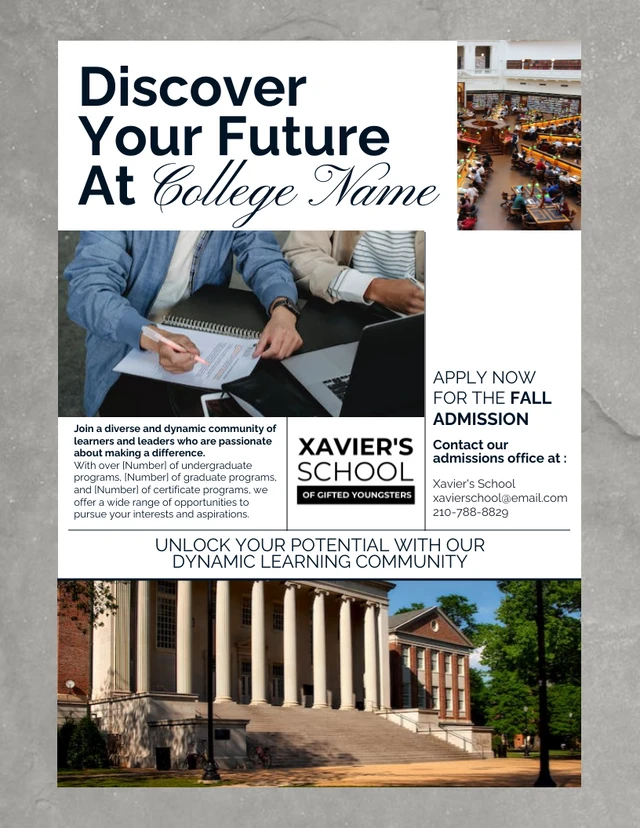 Grey and White College Admission Collage Poster Template
