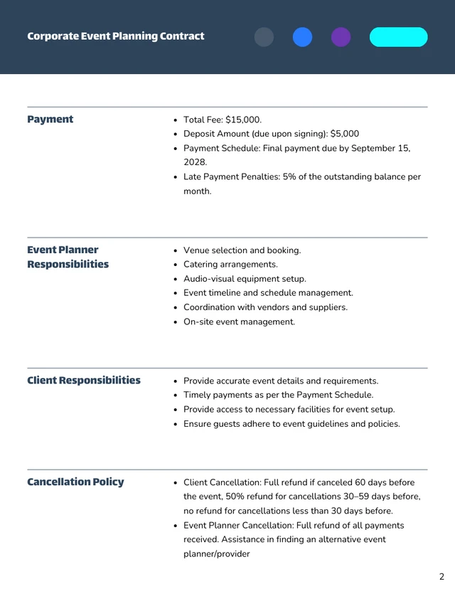 Corporate Event Planning Contract Template - Page 2