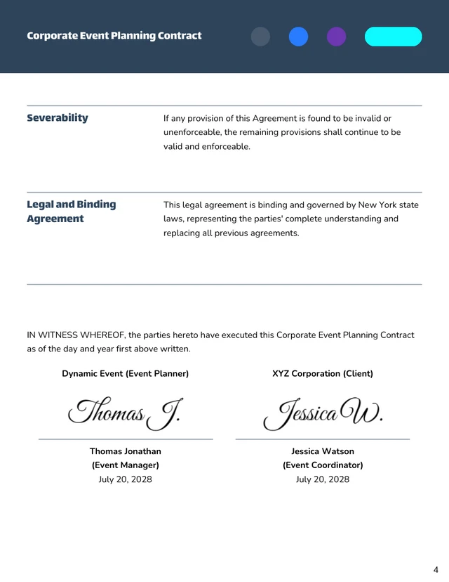 Corporate Event Planning Contract Template - Page 4