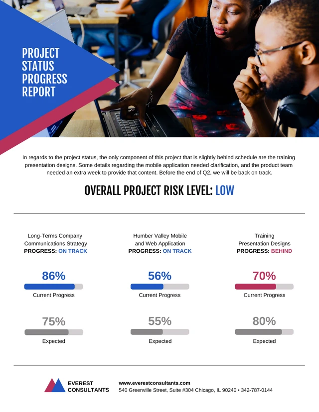 Blue Fushia Single Project Progress Report Template