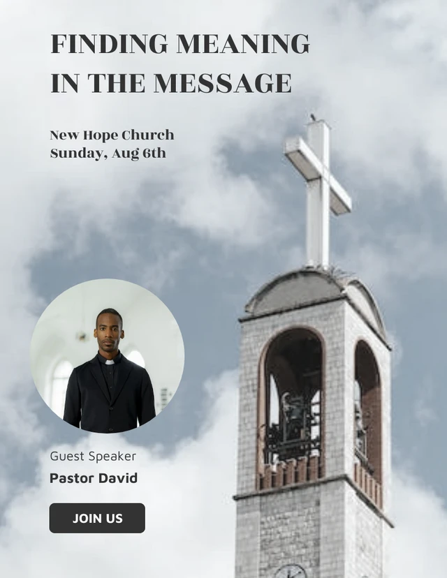 Grey Simple Sunday Service Poster Template
