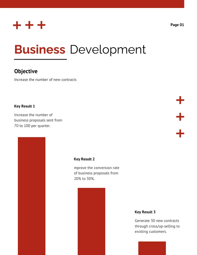 Modern Minimalist Black And Red OKR Report - Page 1