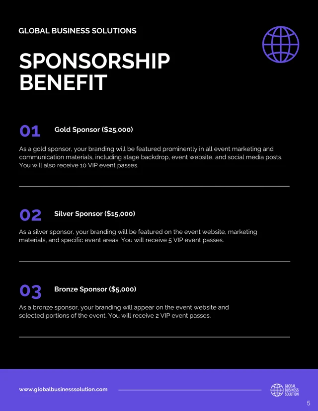 Dark Blue Sponsorship Proposal - Page 5