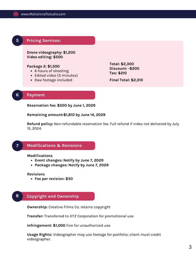 Drone Videography Contract Template - Page 3