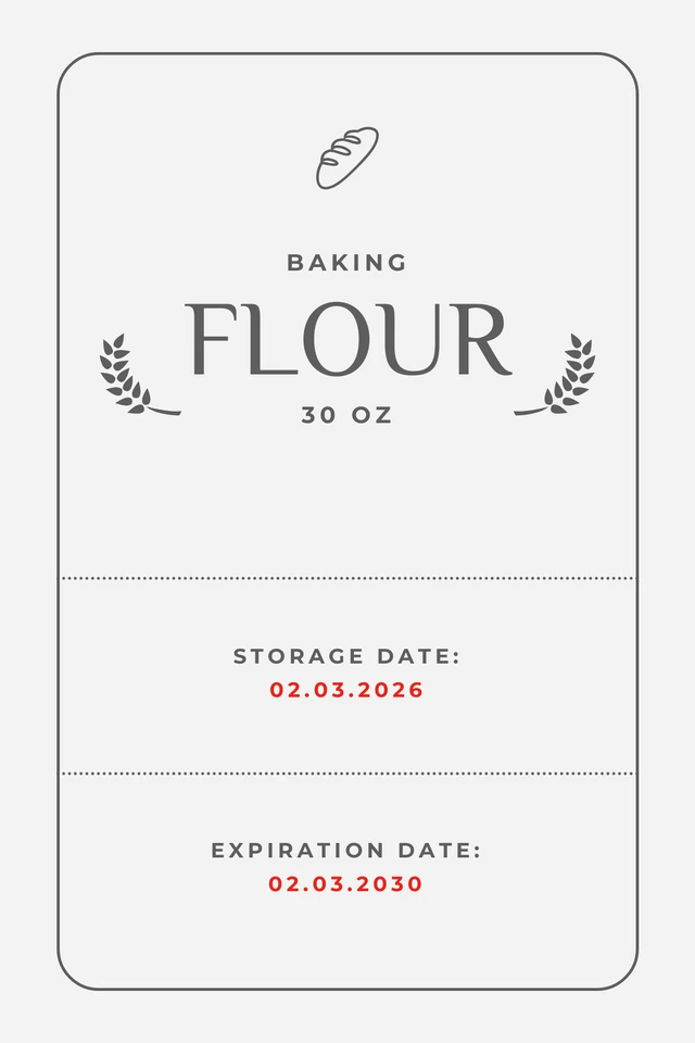 Light Grey Minimalist Flour Kitchen Label Template