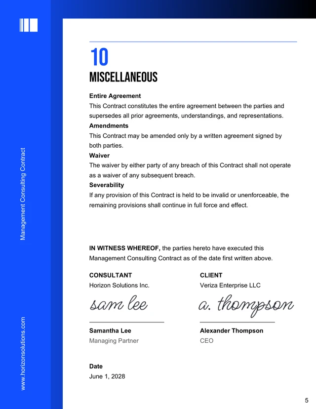 Management Consulting Contract Template - Page 5