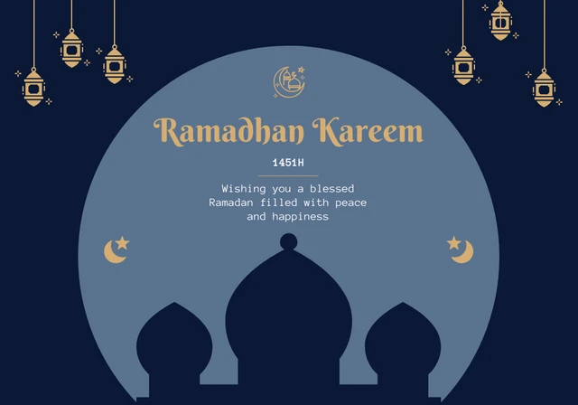 Dark Blue And Gold Ramadhan Card Template