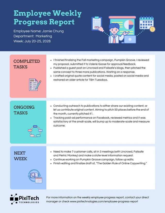 Illustrative Employee Weekly Progress Report Template