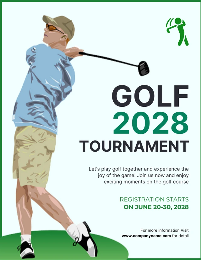 Light Blue And Green Simple Illustration Golf Tournament Poster Template