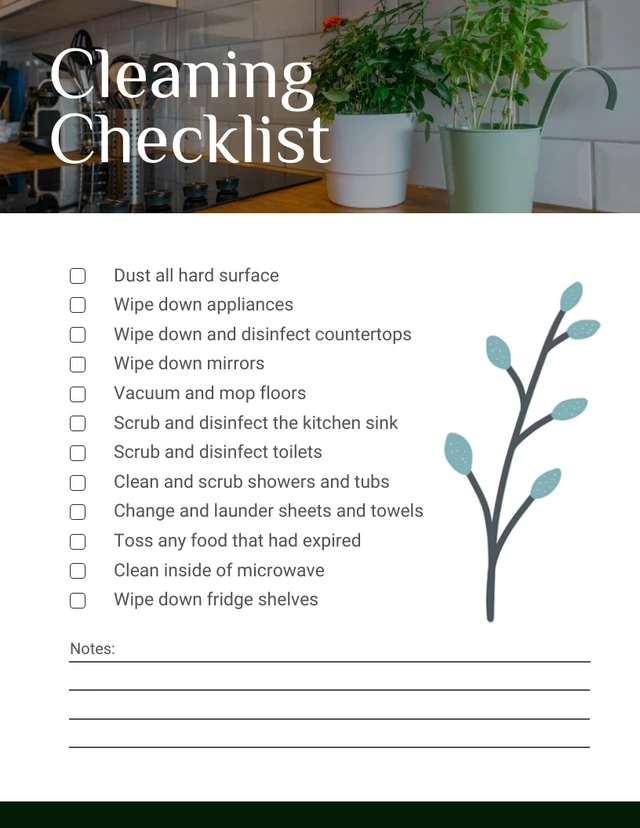 White Simple Photo Collage Cleaning Checklist Template