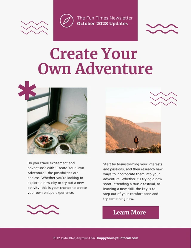 Light Grey And Purple Playful Modern Fun Adventure Event Newsletter