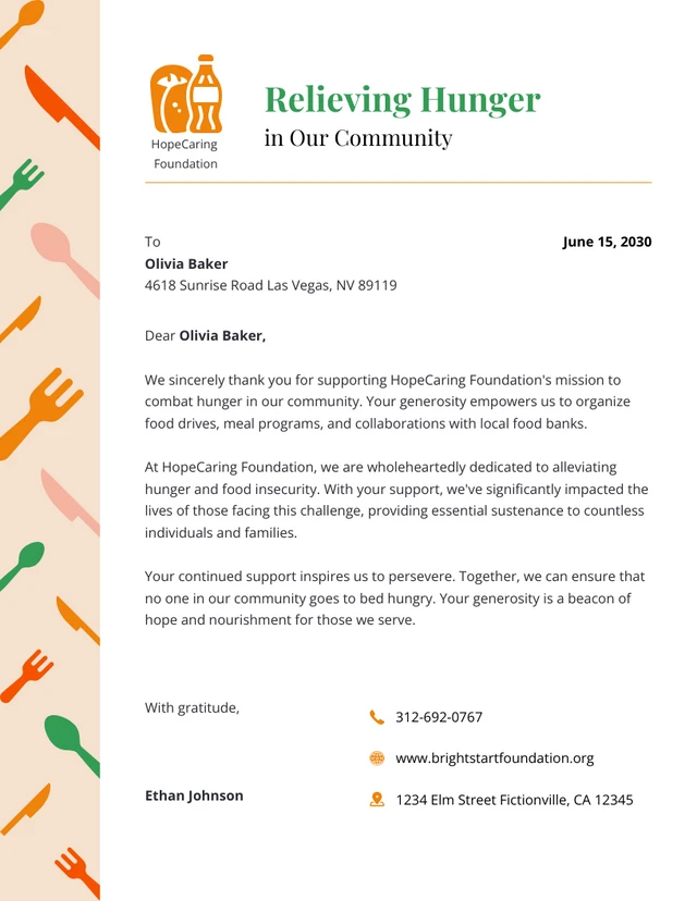 White Pale Minimalist Food Charity Letterhead Template