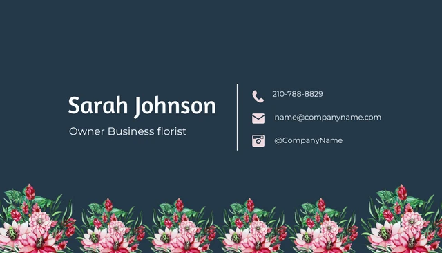 Blue Floral Business Card - Page 2