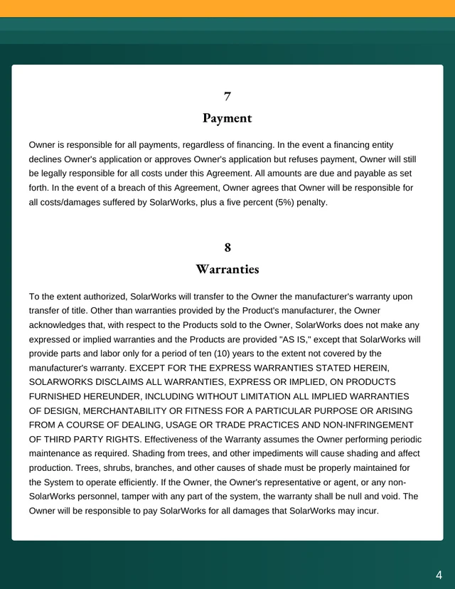 Residential Solar Installation Contract Template - Page 4