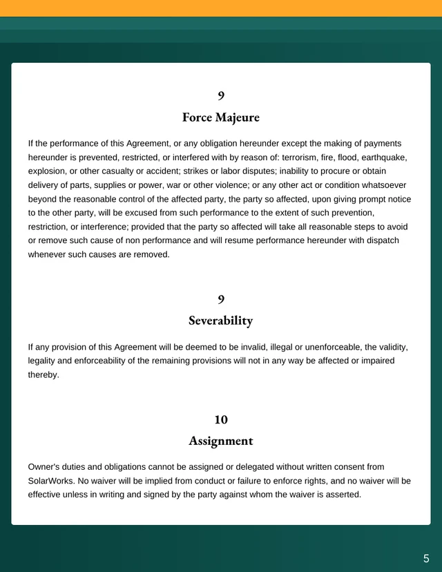 Residential Solar Installation Contract Template - Page 5