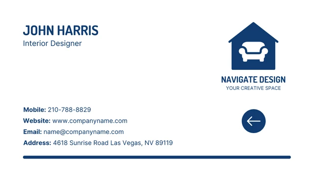 Navy And White Professional Interior Design Business Card - Page 2