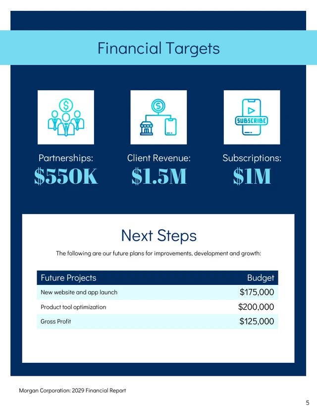 Blue Editable Financial Report - Page 5