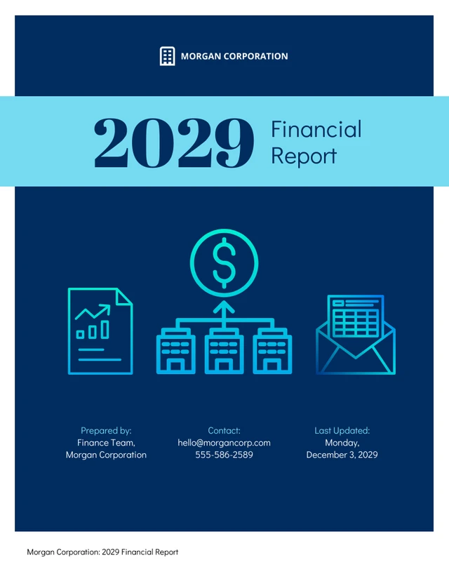 Blue Editable Financial Report - Page 1