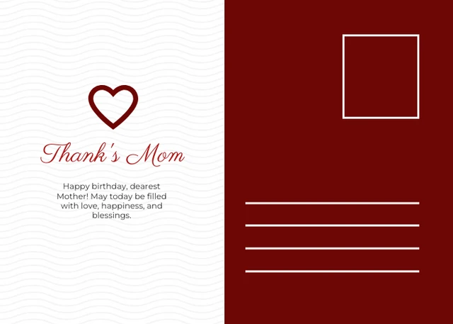 Red Minimalist Happy Mother's Day Postcard - Page 2